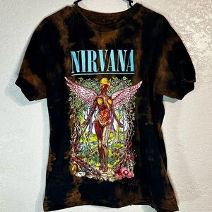 Nirvana T-Shirt In Utero Album Black Mens L Tie Dye Music Grunge Rock Band